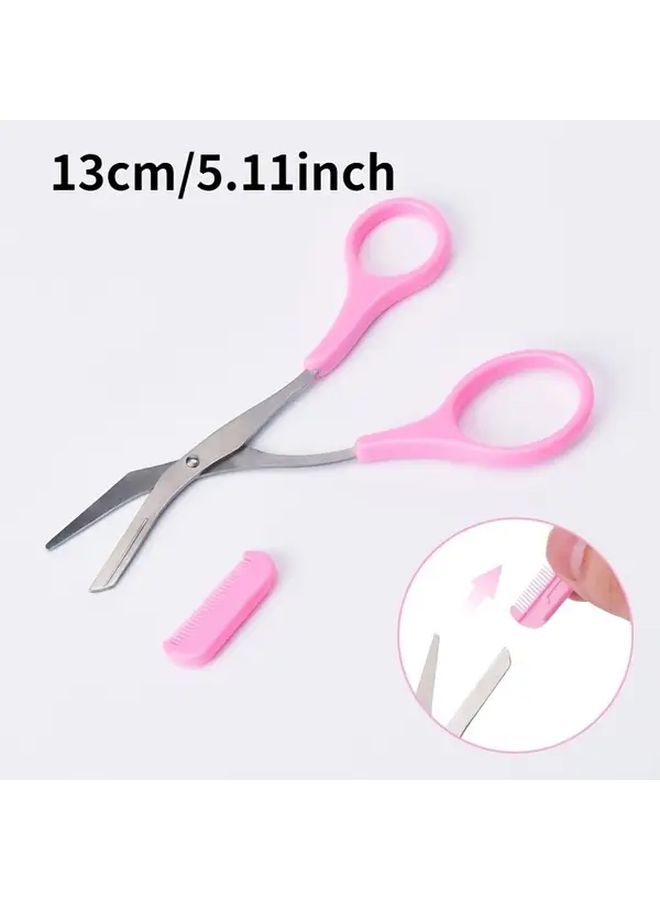 Rose Red Eyebrow Trimmer Scissor With Comb For Grooming Shaping Hair Removal - Image 5