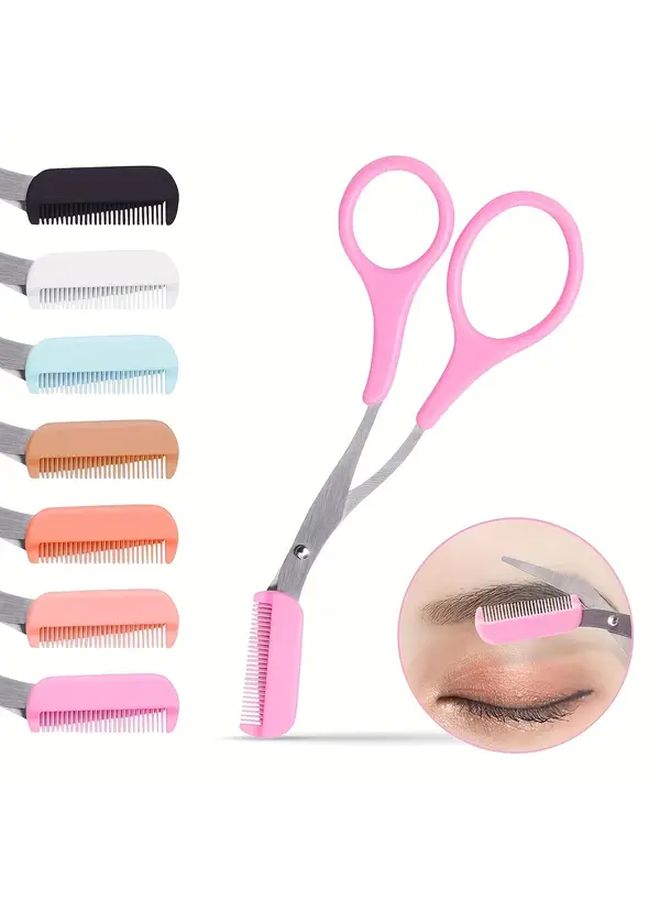 Rose Red Eyebrow Trimmer Scissor With Comb For Grooming Shaping Hair Removal - Image 2