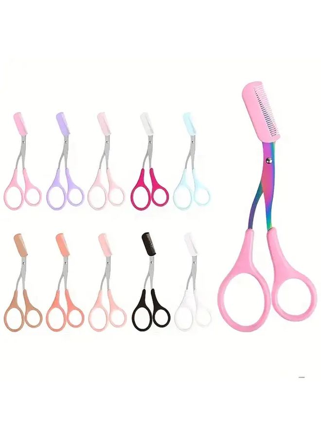 Rose Red Eyebrow Trimmer Scissor With Comb For Grooming Shaping Hair Removal - Image 3
