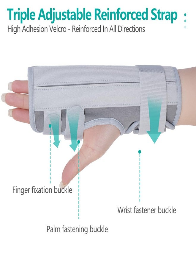 lefeke Trigger Finger Splint, Multi Finger Brace for Middle, Index, Pinky, or Ring Fingers, Hand Brace with Finger Support, Straightening Immobilizer for Broken Fingers, Arthritis, Contractures-Upgraded Fabric (Grey) - Image 4
