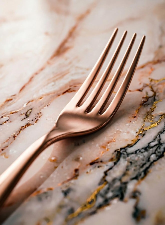 BlackCarrot's 6 Pieces Rose Gold 304 Grade Stainless Steel Table Forks Set for Home & Kitchen, Fruit Fork, Dining Table, Shiny with 4mm Thickness - Image 3