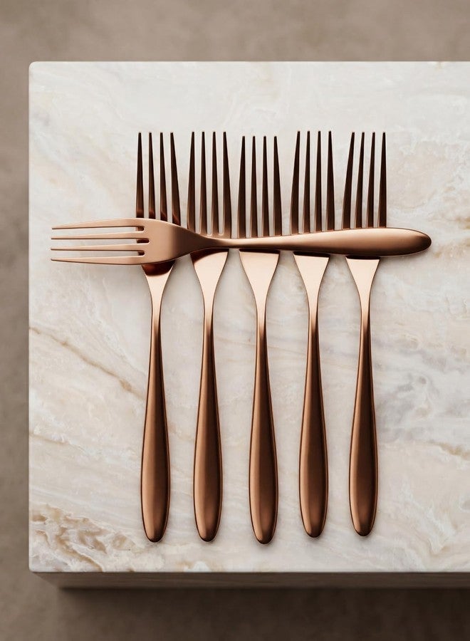 BlackCarrot's 6 Pieces Rose Gold 304 Grade Stainless Steel Table Forks Set for Home & Kitchen, Fruit Fork, Dining Table, Shiny with 4mm Thickness - Image 2
