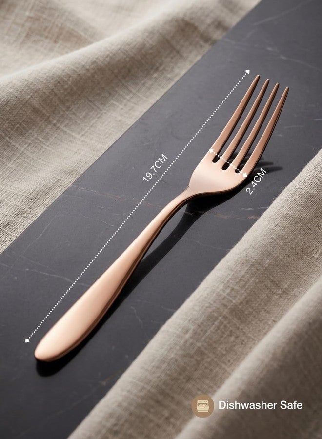 BlackCarrot's 6 Pieces Rose Gold 304 Grade Stainless Steel Table Forks Set for Home & Kitchen, Fruit Fork, Dining Table, Shiny with 4mm Thickness - Image 4
