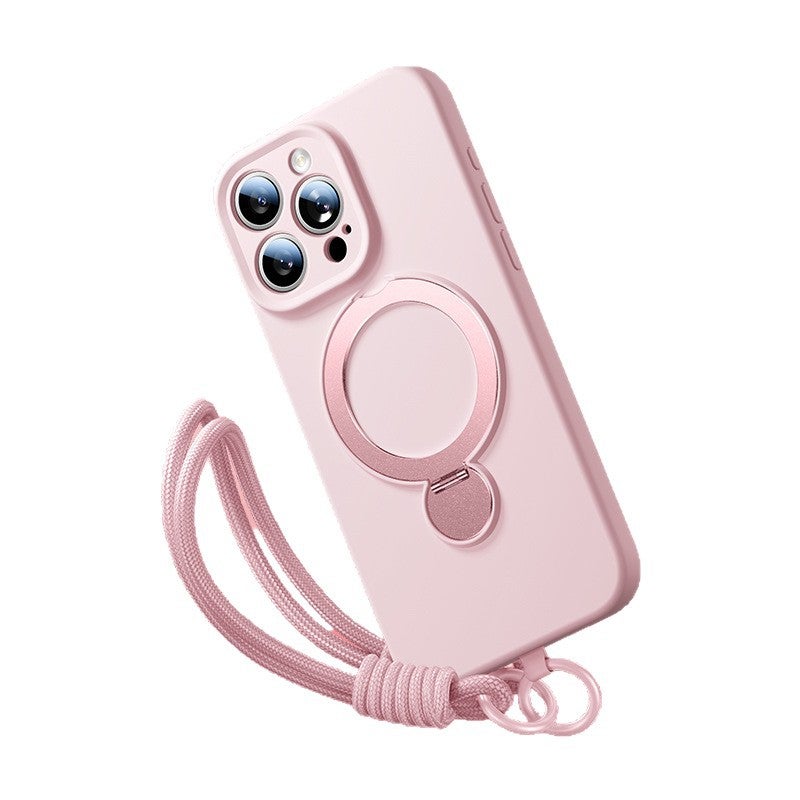 Addthis Liquid Silicone Magnetic Kickstand Case with Lanyard for iPhone 16 Pro Max/15 Pro - Image 5