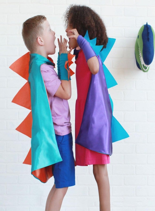 QIAONIUNIU Dinosaur Dragon Cape and Gauntlets Halloween Costume Boy Girl Toddler Dress Up Clothes 2-6 Years Old Color Green - Image 4