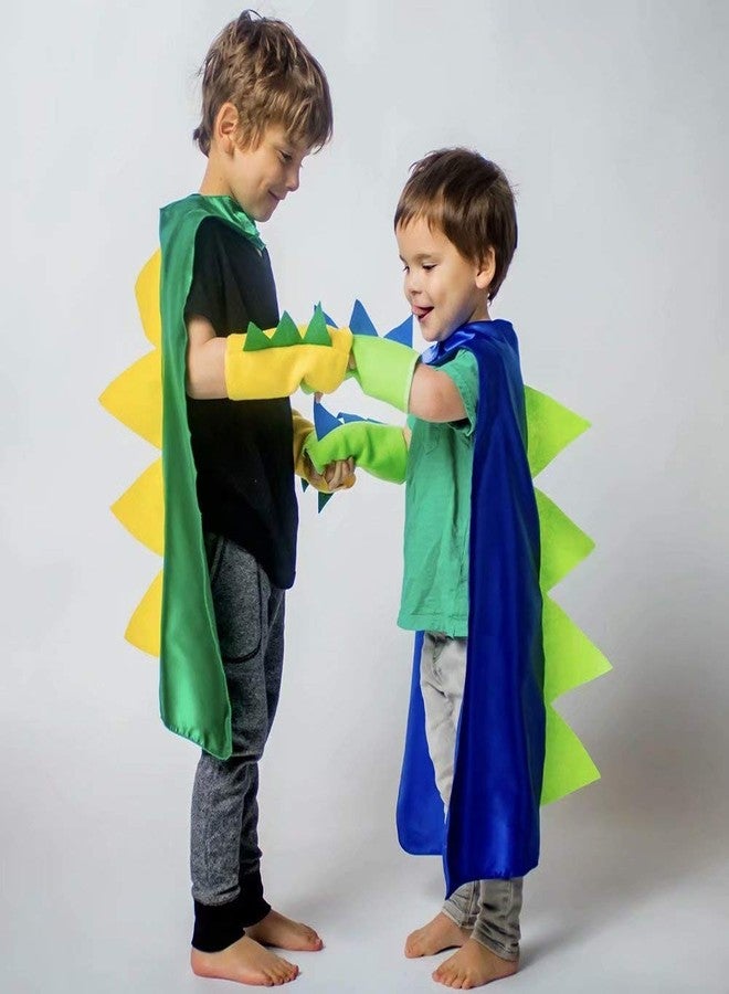 QIAONIUNIU Dinosaur Dragon Cape and Gauntlets Halloween Costume Boy Girl Toddler Dress Up Clothes 2-6 Years Old Color Green - Image 3