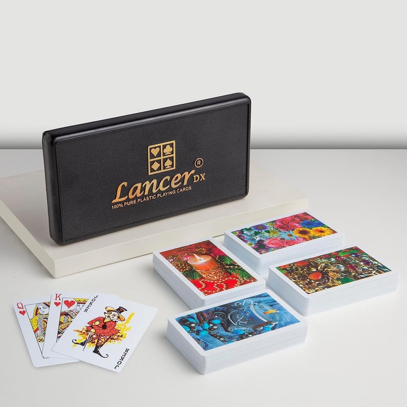 lancer DX Plastic Playing Cards (Set of 12), Bridge Size, Multicolor Cards Packed in Three Piece PVC Containers, Cards for All Ages Used for Card Games, Poker and Rummy - Image 3