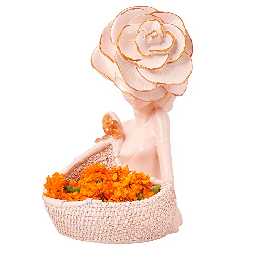 zart Lady with Basket Showpiece for Home Decor & Office Decor Showpiece (11.5" inch Size, Pink) - Image 5