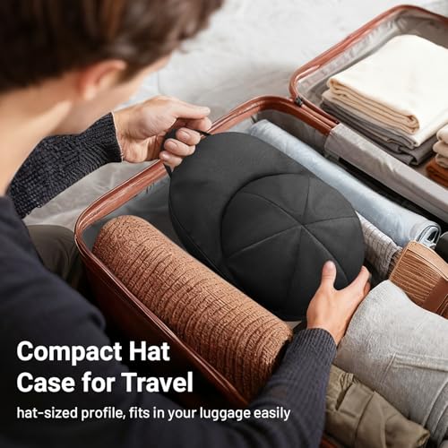 AOODA Hat Travel Case for Baseball Caps, Cap Carrier with Plastic Holder & Carrying Handle, Holds up to 6 Caps Hat Bag for Luggage, Suitcase (Black) - Image 3