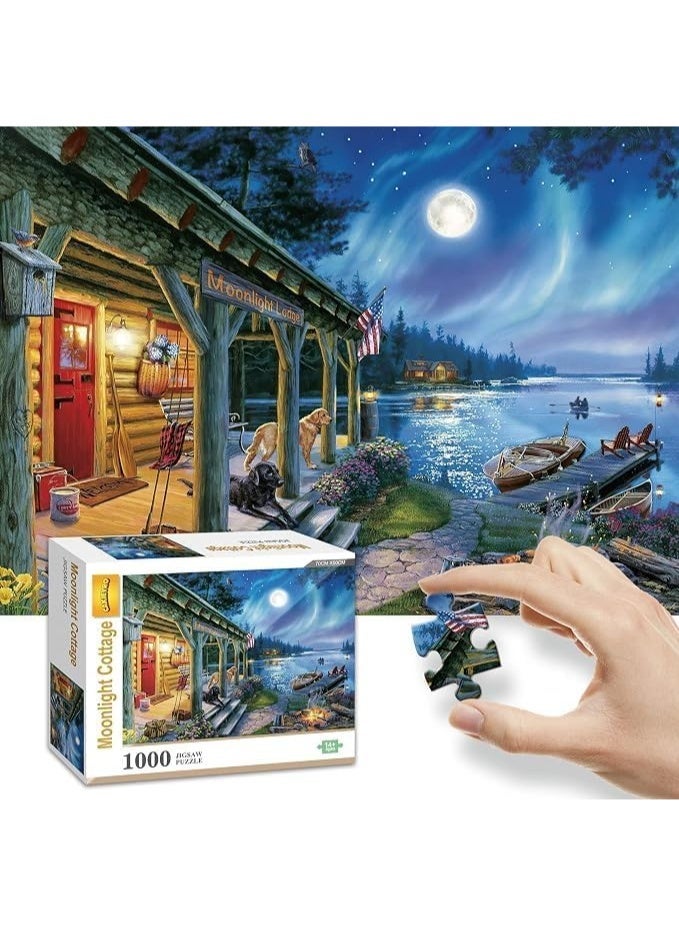 Moonlight Cottage 1000 Piece Jigsaw Puzzle - Image 1