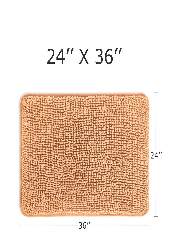 Yeaban Peach Bathroom Rugs - Thick Chenille Bath Mats | Absorbent and Washable Bath Rug Non-Slip, Plush and Soft Rugs for Bathroom Floor, Shower, Sink - 24" x 36" - Image 2