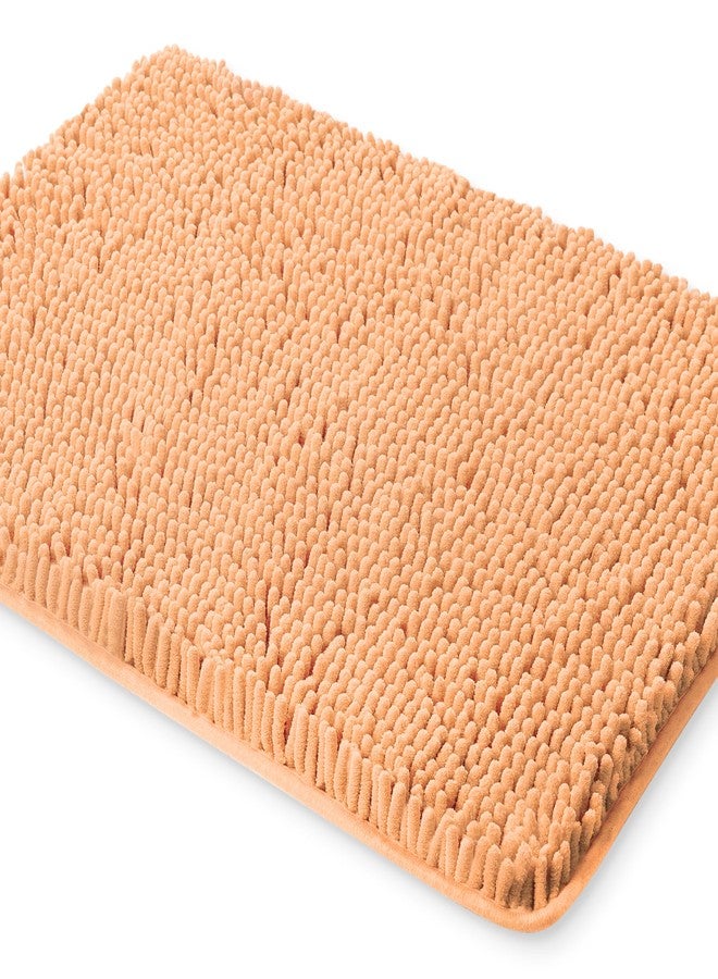 Yeaban Peach Bathroom Rugs - Thick Chenille Bath Mats | Absorbent and Washable Bath Rug Non-Slip, Plush and Soft Rugs for Bathroom Floor, Shower, Sink - 24" x 36" - Image 1