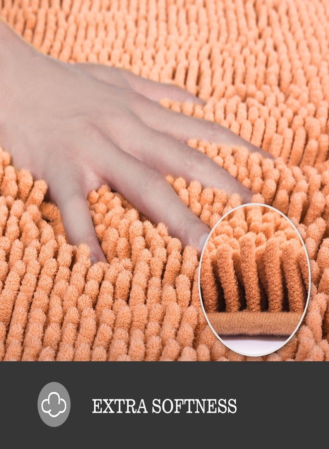 Yeaban Peach Bathroom Rugs - Thick Chenille Bath Mats | Absorbent and Washable Bath Rug Non-Slip, Plush and Soft Rugs for Bathroom Floor, Shower, Sink - 24" x 36" - Image 3