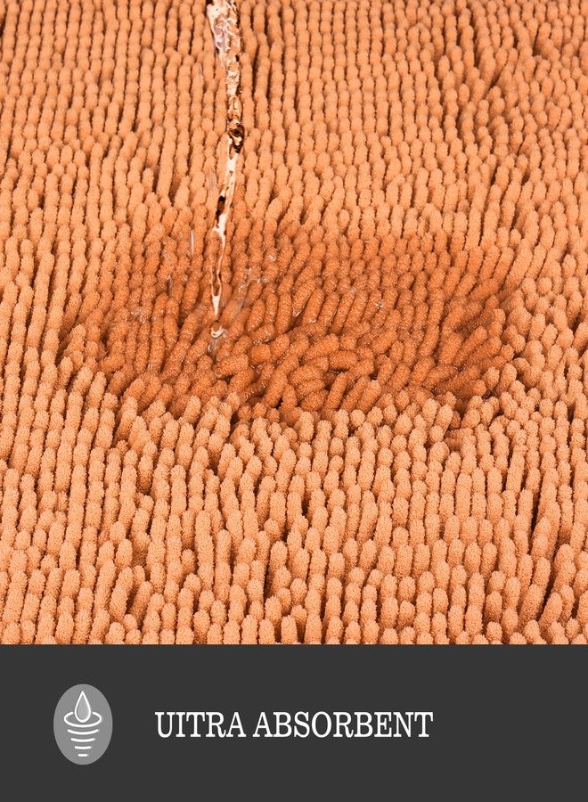 Yeaban Peach Bathroom Rugs - Thick Chenille Bath Mats | Absorbent and Washable Bath Rug Non-Slip, Plush and Soft Rugs for Bathroom Floor, Shower, Sink - 24" x 36" - Image 5