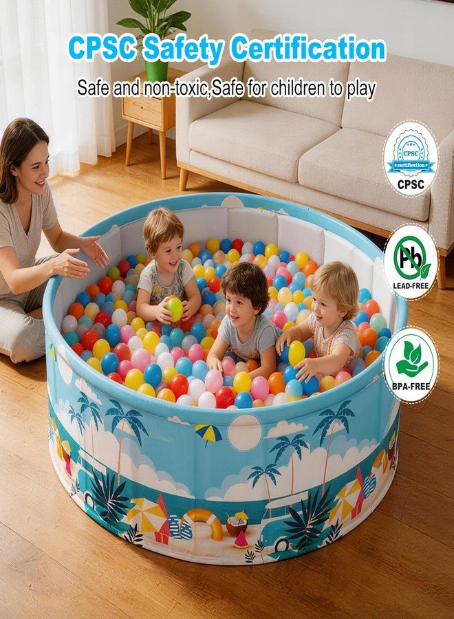 COBOPANDA Foldable Swimming Pool for Kids 62.9"x17.7" Hard Plastic Portable Dog Pool Anti-Slip Collapsible Pets Bathtub Kiddie Pool Indoor Outdoor Backyard (Beach Party 63'') - Image 3
