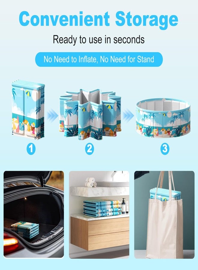 COBOPANDA Foldable Swimming Pool for Kids 62.9"x17.7" Hard Plastic Portable Dog Pool Anti-Slip Collapsible Pets Bathtub Kiddie Pool Indoor Outdoor Backyard (Beach Party 63'') - Image 4