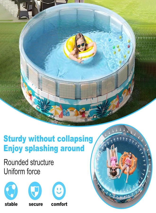 COBOPANDA Foldable Swimming Pool for Kids 62.9"x17.7" Hard Plastic Portable Dog Pool Anti-Slip Collapsible Pets Bathtub Kiddie Pool Indoor Outdoor Backyard (Beach Party 63'') - Image 5