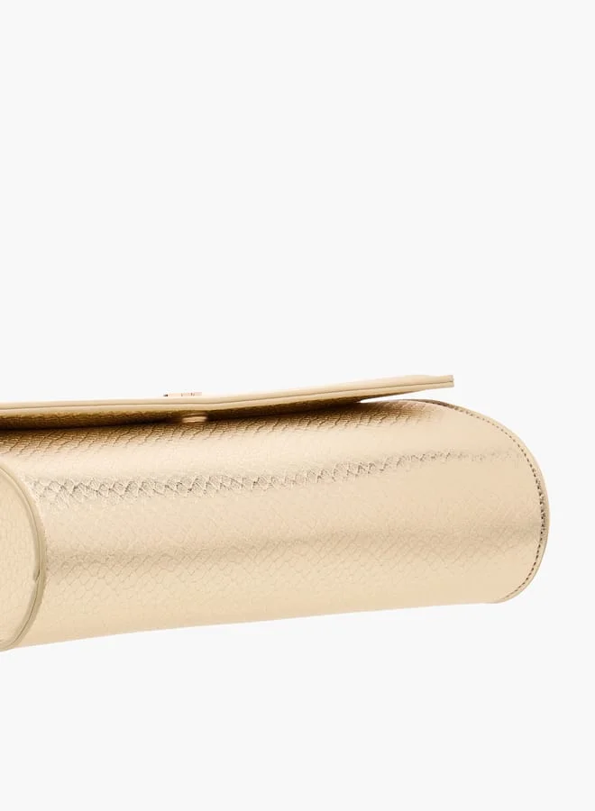 فلورا بيلا من شو إكسبرس Women Textured Crossbody Bag with Detachable Chain Strap and Flap Closure
