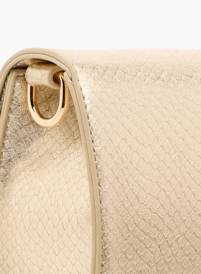 فلورا بيلا من شو إكسبرس Women Textured Crossbody Bag with Detachable Chain Strap and Flap Closure