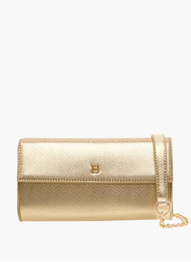 Flora Bella By Shoexpress Women Textured Crossbody Bag with Detachable Chain Strap and Flap Closure Ramadan Collection