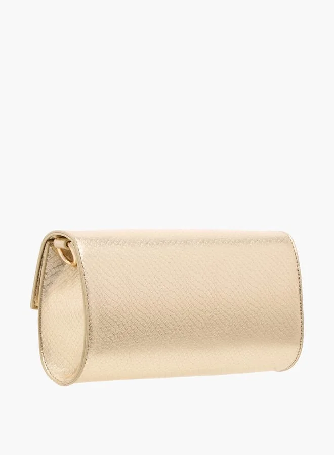 فلورا بيلا من شو إكسبرس Women Textured Crossbody Bag with Detachable Chain Strap and Flap Closure
