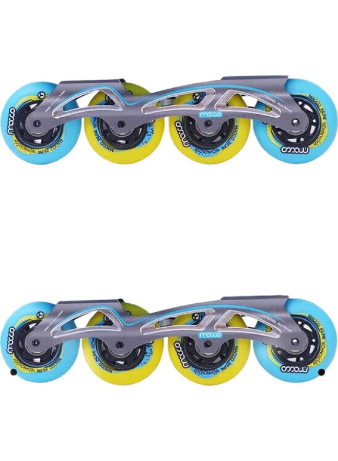 Meter high Migao Roller Skates For Children, Inline Skates For Boys And Girls, Flat Skate Shoes, Complete Set, Adjustable Straight Wheels, S7 Blue Set, Size M - Image 1