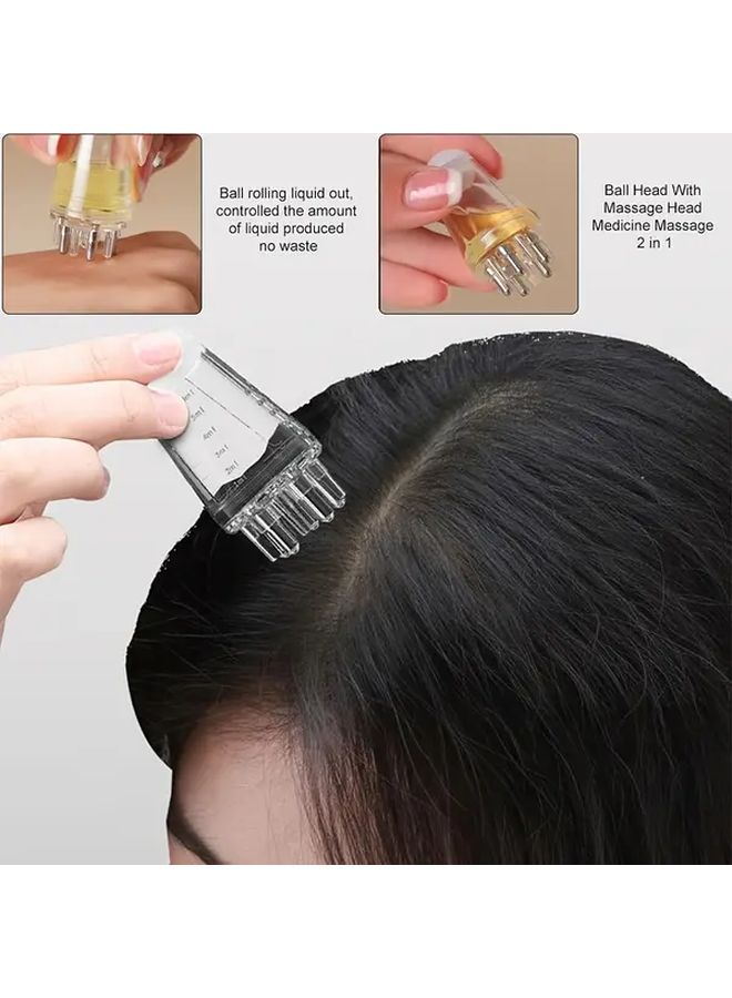 2 In 1 Scalp Massage Comb Small Size Set White Black 15ml Hair Growth Serum Applicator For Hair Loss Care - Image 4