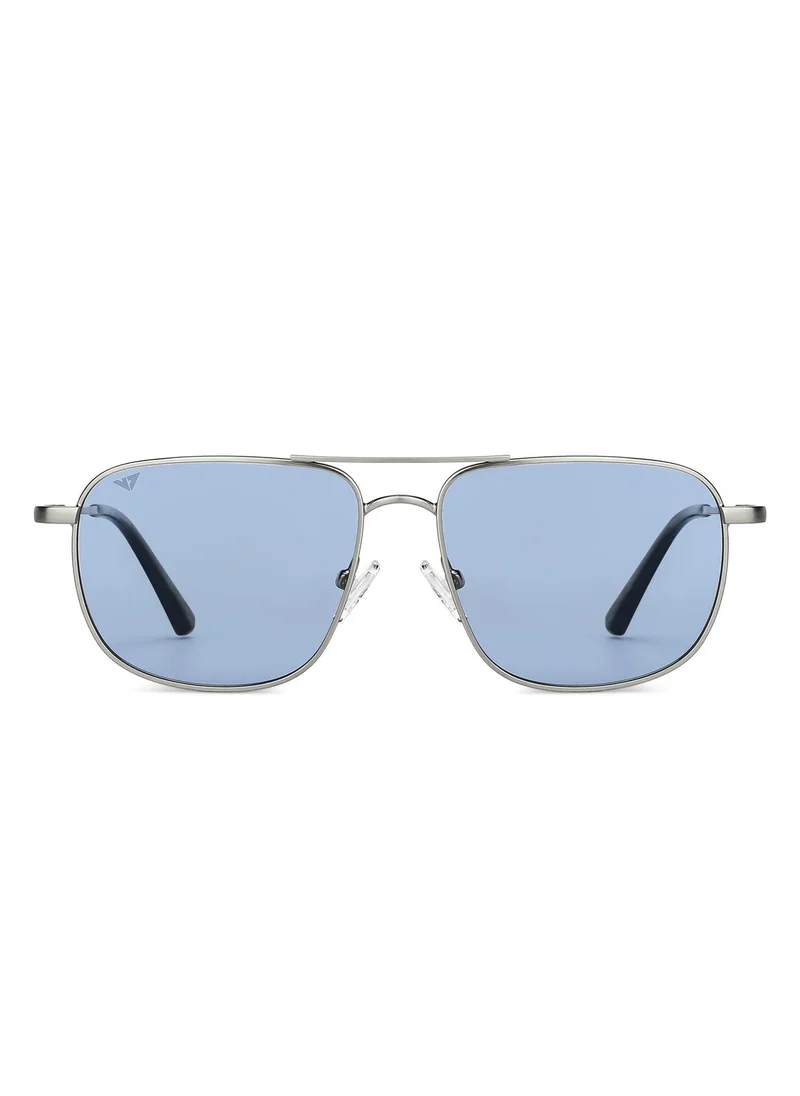 فينسينت تشيس Vincent Chase By Lenskart | Gunmetal Blue Full Rim Square Branded Latest and Stylish Sunglasses | Polarized and 100% UV Protected | Men & Women | Small | VC S13115
