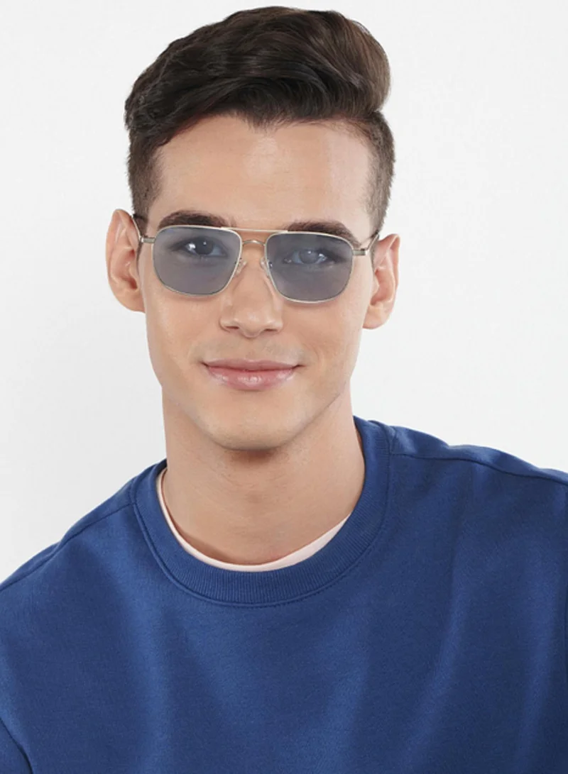 VINCENT CHASE Vincent Chase By Lenskart | Gunmetal Blue Full Rim Square Branded Latest and Stylish Sunglasses | Polarized and 100% UV Protected | Men & Women | Small | VC S13115
