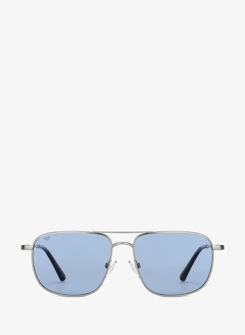 VINCENT CHASE Vincent Chase By Lenskart | Gunmetal Blue Full Rim Square Branded Latest and Stylish Sunglasses | Polarized and 100% UV Protected | Men & Women | Small | VC S13115