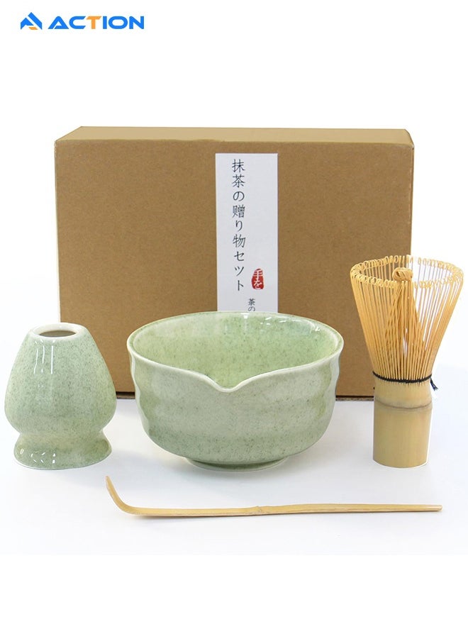 ACTION 4 Piece Matcha Whisk Set Traditional Handmade Matcha Tools Whisk Set Ceremony Accessories Set Matcha Whisk Bamboo Spoon Set  - Image 1