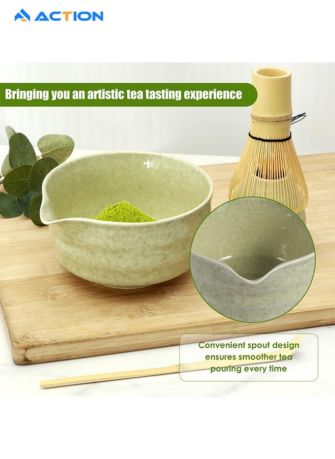 ACTION 4 Piece Matcha Whisk Set Traditional Handmade Matcha Tools Whisk Set Ceremony Accessories Set Matcha Whisk Bamboo Spoon Set  - Image 5
