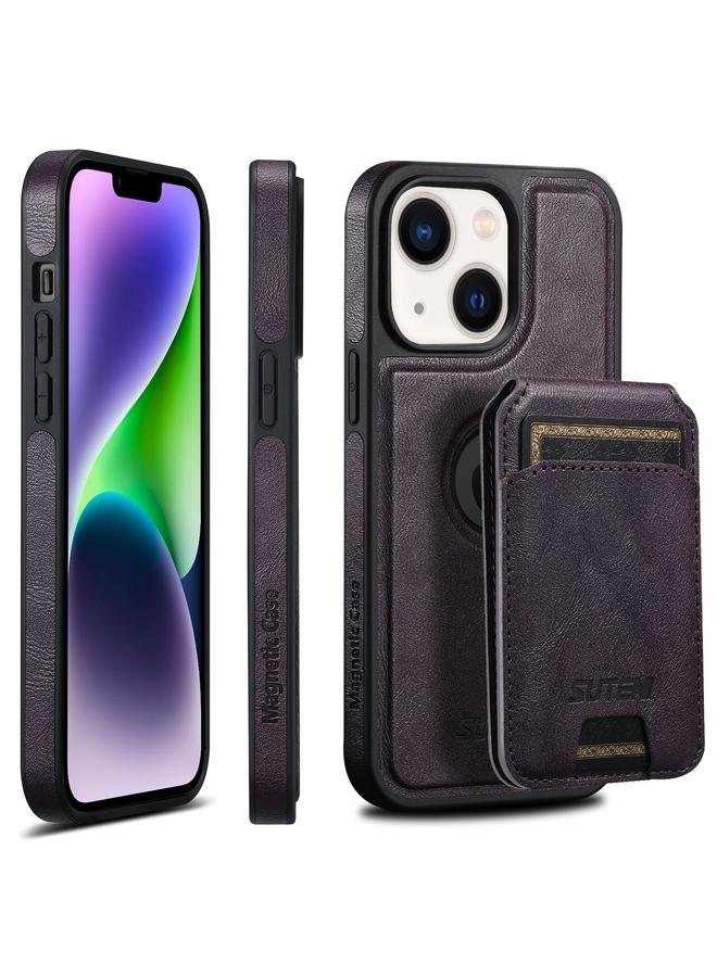 Suteni Case For iPhone 14 Plus M2 Oil Wax MagSafe Horizontal Card Bag Phone Case - Image 1
