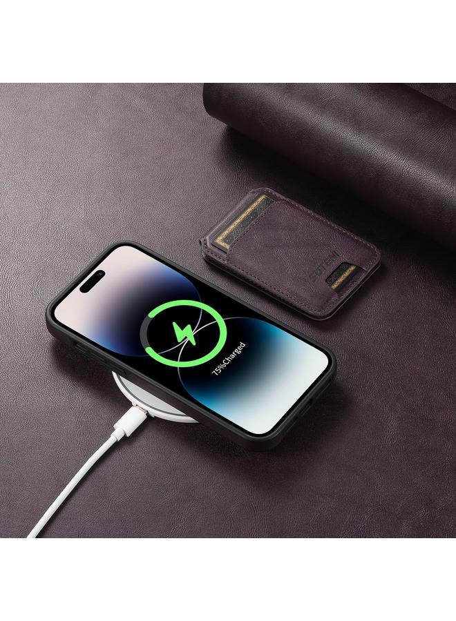 Suteni Case For iPhone 14 Plus M2 Oil Wax MagSafe Horizontal Card Bag Phone Case - Image 4