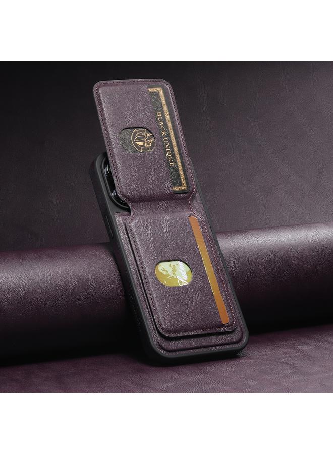 Suteni Case For iPhone 14 Plus M2 Oil Wax MagSafe Horizontal Card Bag Phone Case - Image 3