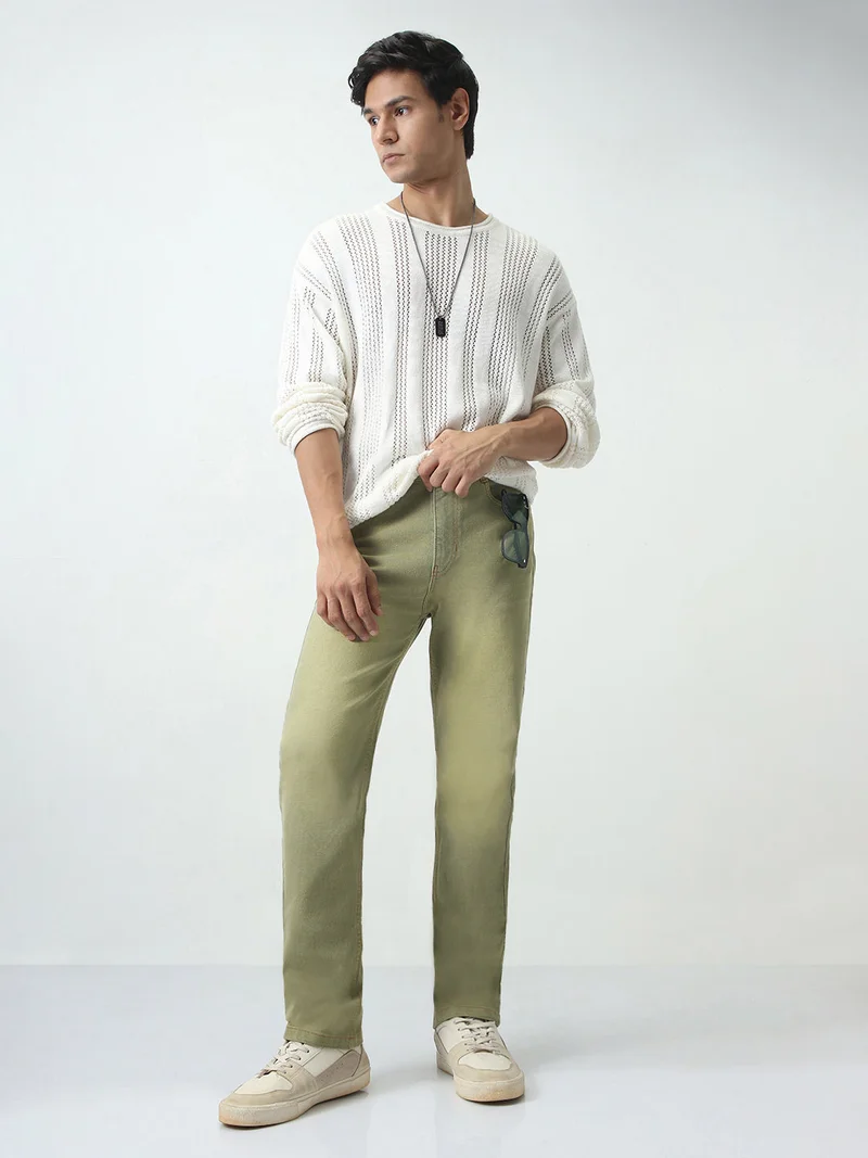 Urbano Fashion  Urbano Fashion Men's Ice Grey Straight Fit Heavy Washed Jeans Stretchable for Women | Best Price UAE