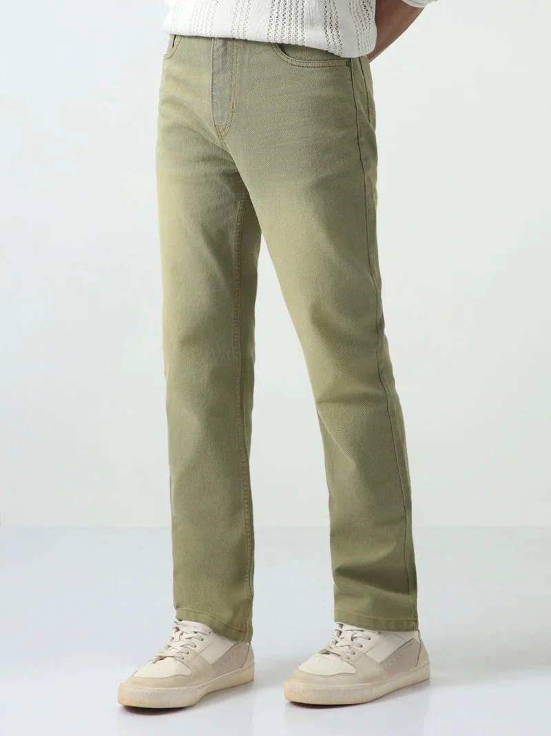 Urbano Fashion  Urbano Fashion Men's Ice Grey Straight Fit Heavy Washed Jeans Stretchable for Women | Best Price UAE