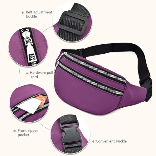 KUKLAR Waist Bag for Men and Women - Travel Fanny Pack with Mobile and Money Pouch (Purple) - Image 4