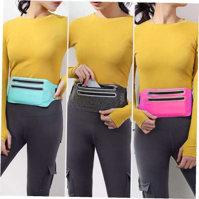Adjustable Waist Pack with Double Zipper Pockets for Running Sports Outdoor Activities Black - Image 4
