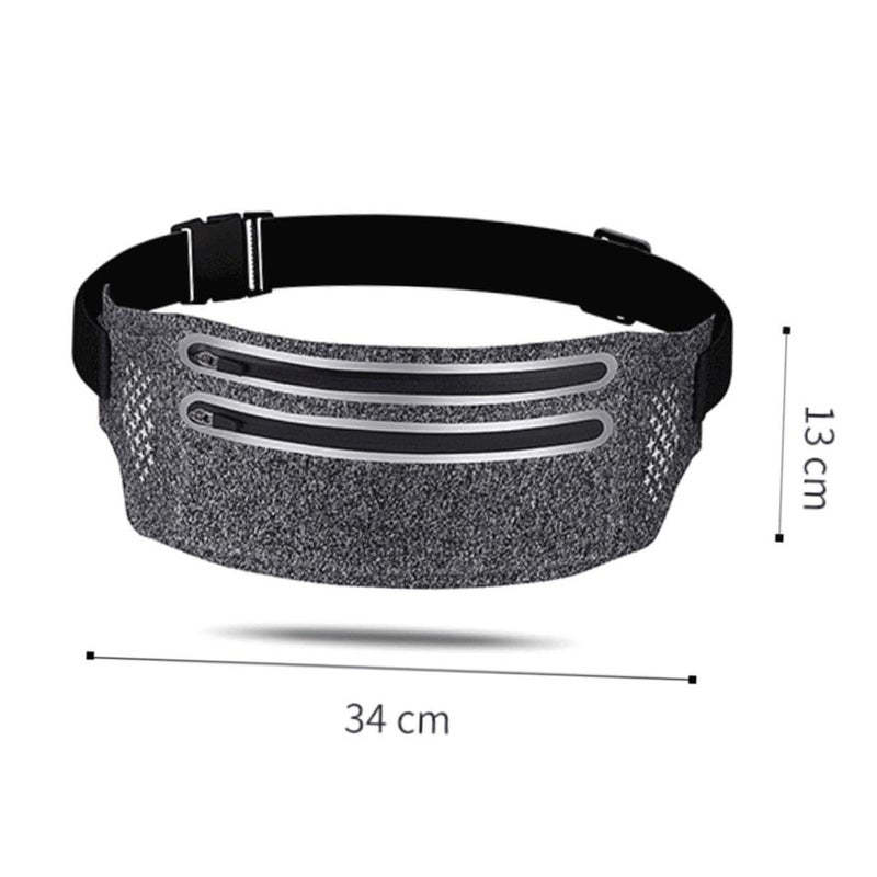 Adjustable Waist Pack with Double Zipper Pockets for Running Sports Outdoor Activities Black - Image 3