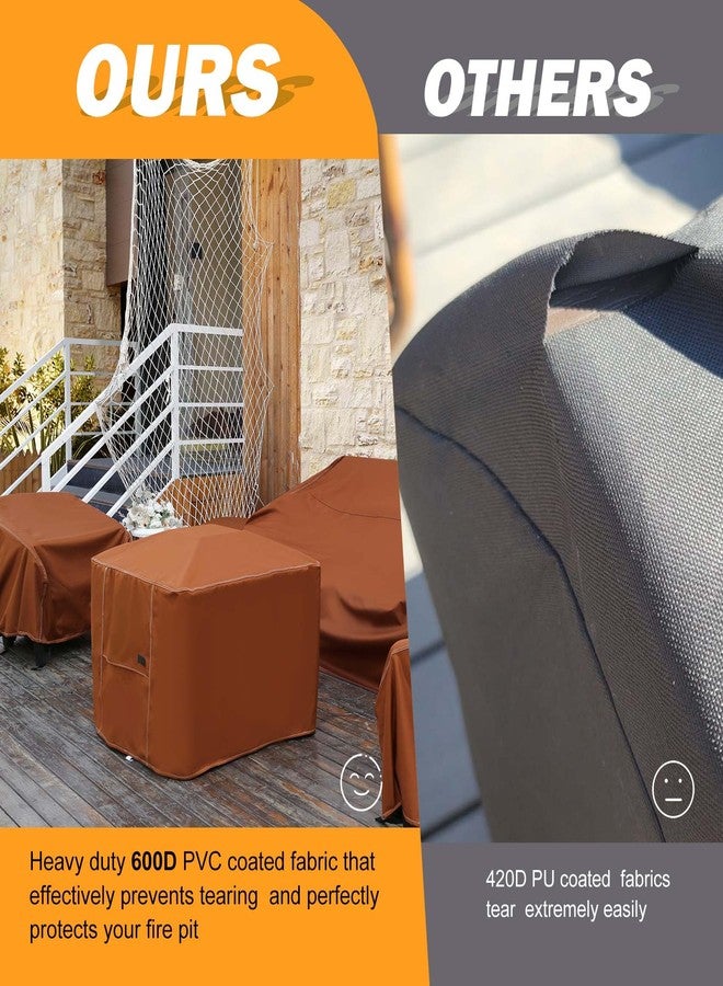 NettyPro Fire Pit Table Cover Rectangular, Waterproof 600D Heavy Duty Outdoor Patio Rectangle Firepit Cover, 42L x 28W x 24H inch, Brown - Image 3