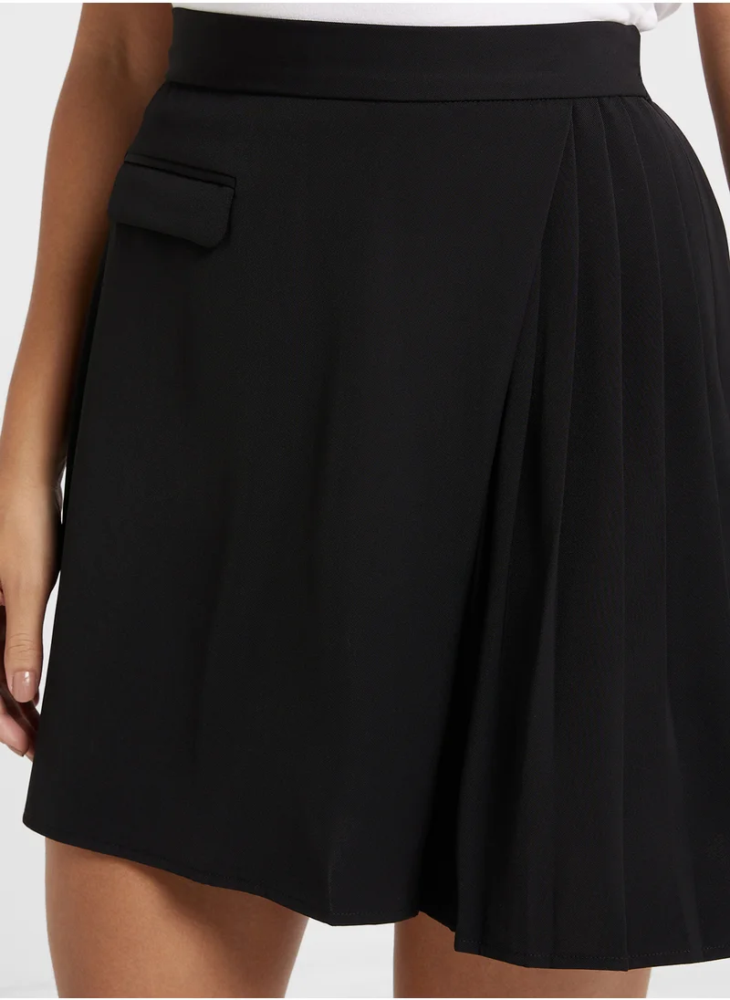 فرنش كونكشن Pleated High Waist Skirt
