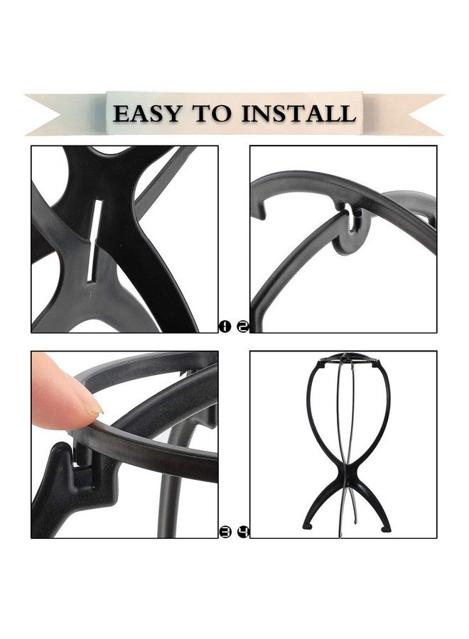 DANSEE 6 Pack Short Wig Stand Portable Wig Holder for multiple Wigs and Hats, 14.2 Inches Travel Wig Stand(Black) - Image 4