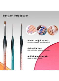 Aokitec Nail Art Brushes Set，6Pcs Gel Polish Nail Art Design Pen Painting Tools With Nail Extension Gel Brush Builder Gel Brush Nail Dotting Pen & Nail Art Liner Brush For Salon At Home Diy Manicure  - Image 5