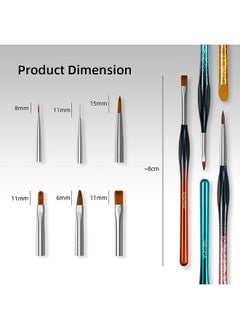Aokitec Nail Art Brushes Set，6Pcs Gel Polish Nail Art Design Pen Painting Tools With Nail Extension Gel Brush Builder Gel Brush Nail Dotting Pen & Nail Art Liner Brush For Salon At Home Diy Manicure  - Image 2