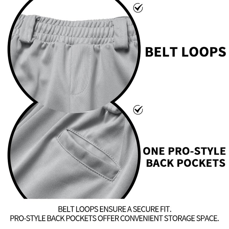 QBK 2T/3T/4T/5T Toddler Baseball Pants Youth Softball Pants Kids Tee Ball Pants for Boy Girl Greyï¼ˆGrey 3Tï¼‰ - Image 3