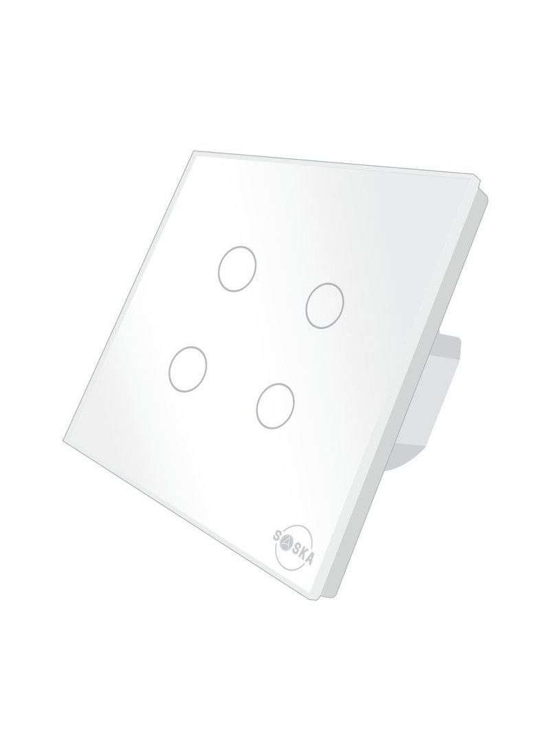 SASKA Smart Tuya Wifi Touch Light Switch (SJ-A1) Smartlife App Remote Control, Timing Function Voice Control - No Neutral No Hub Needed (4 Gang, White) - Image 1