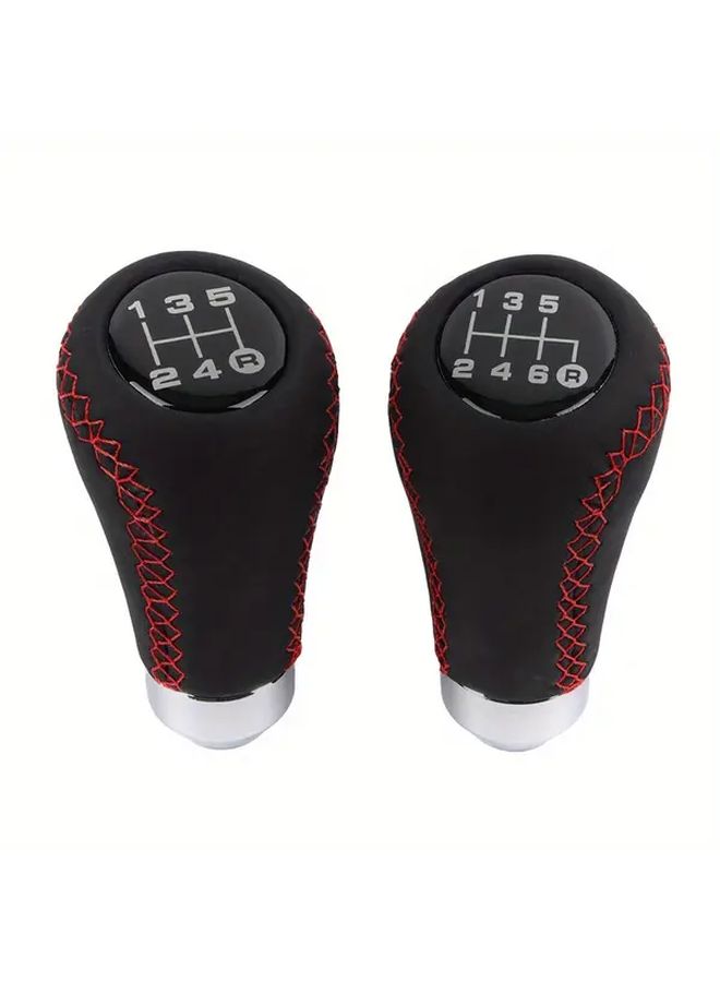 Red 6 Speed Manual Transmission Shift Knob Leather Gear Stick Shifter - Image 3