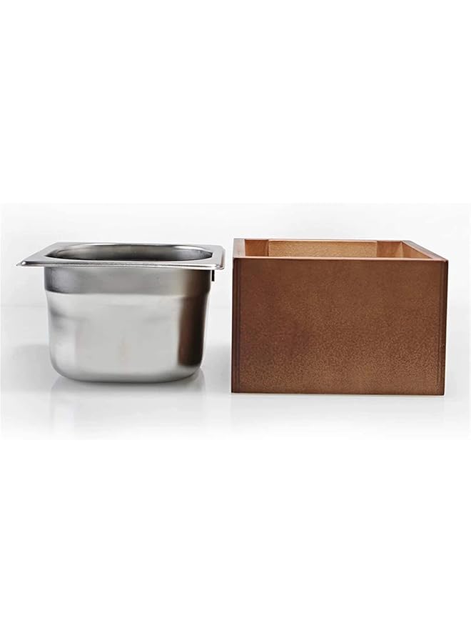 erorex Coffee Bucket Box Coffee Knock Box Stainless Steel Wood Coffee Grounds Container Box Barista Coffee Residue Bucket Grind Waste Easy To Clean Color Wood Size 16X17.5X10Cm  - Image 2