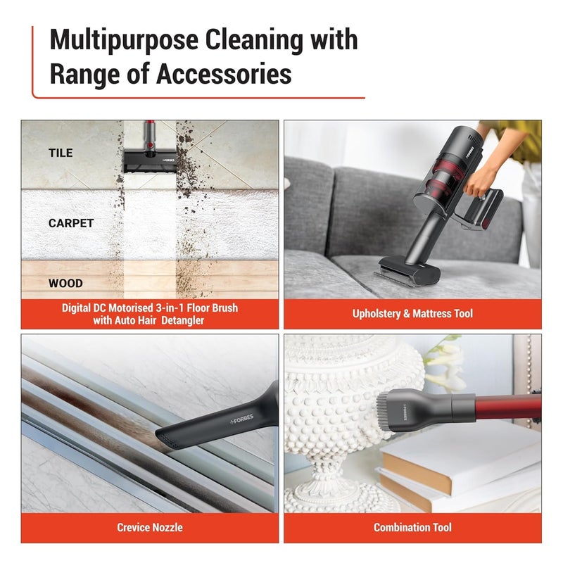 Eureka Forbes Eureka Forbes Zero Bend Z15 150 AWS at Turbo Mode 180 Flex Cordless Vacuum Cleaner Lightweight Compact Cyclonic Filter Auto Hair Detangler Suitable for Indian Homes  - Image 5